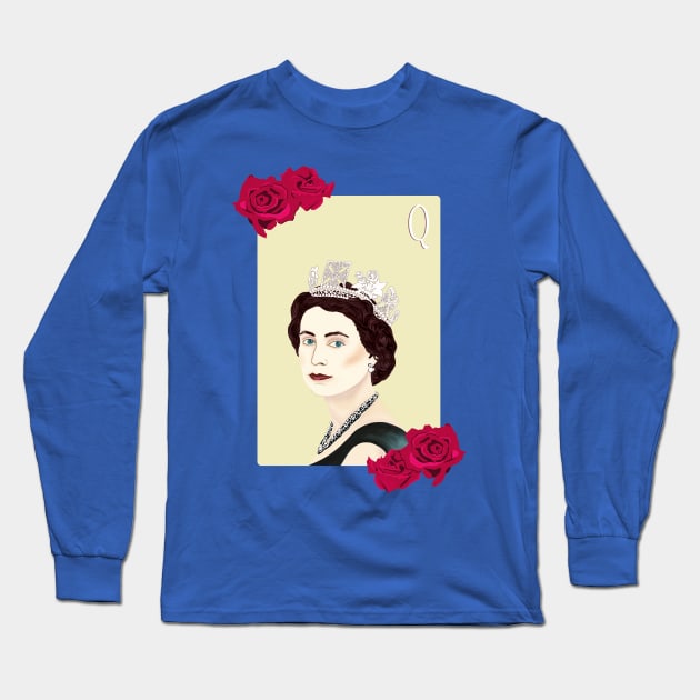 Queen Elizabeth ii Long Sleeve T-Shirt by minniemorrisart